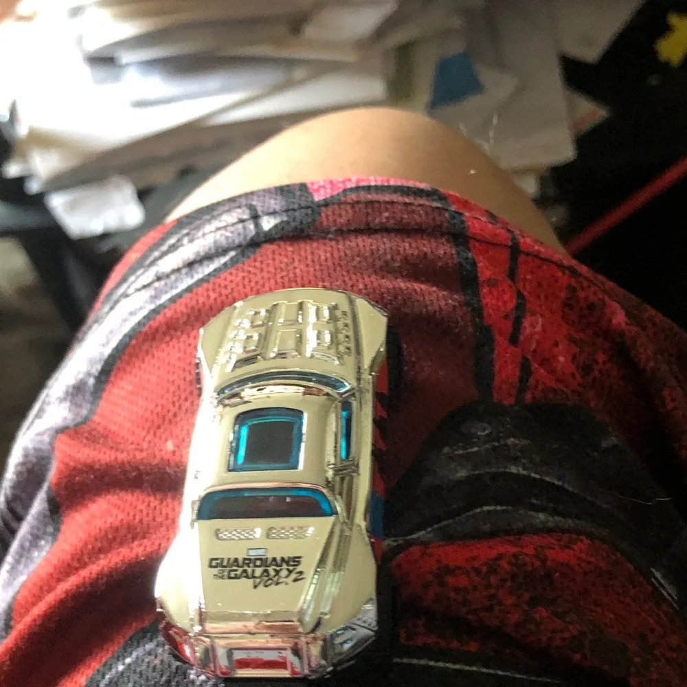 Silver Die-Cast Toy Car with Blue Accents